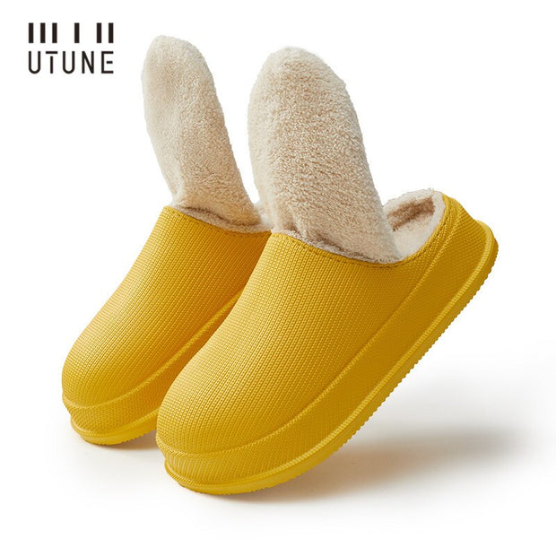 Women Winter Waterproof shoes Warm Thick sole Indoor Slippers