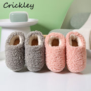 Winter Kids Slippers Solid Candy Color LAMBS WOOL Indoor Shoes