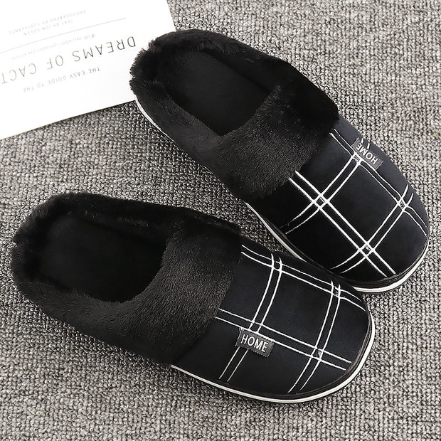 Home Slippers Men Plaid Cotton Slippers Male Shoes