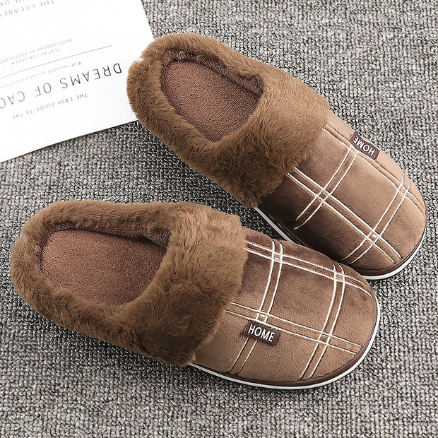 Home Slippers Men Plaid Cotton Slippers Male Shoes